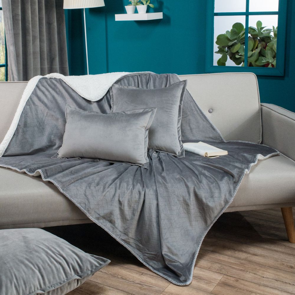 Γούνινο ριχτάρι κουβέρτα καναπέ Velour 11 ΓΚΡΙ